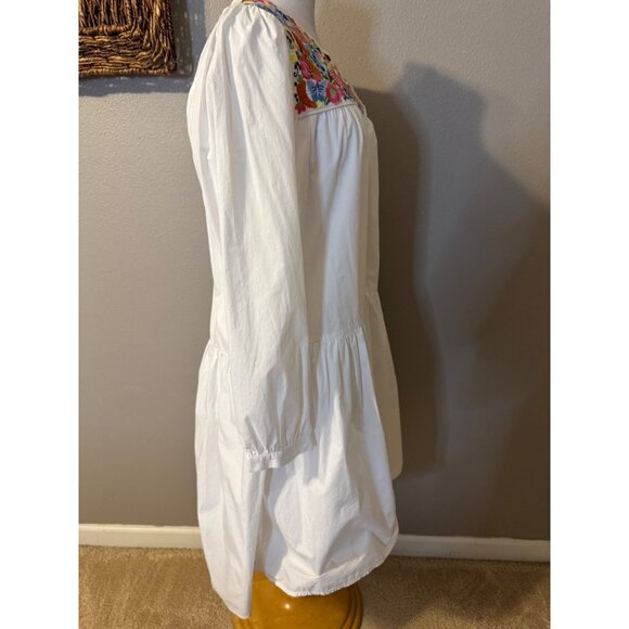 J Crew Midi Dress M Medium White Embroidered Cotton Poplin Pockets Relaxed - Picture 5 of 14